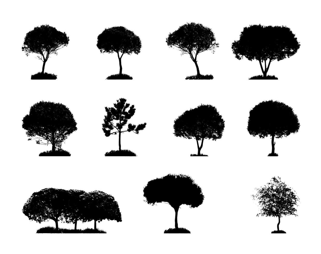 sagoma di albero isolato su sfondo bianco. illustrazione vettoriale