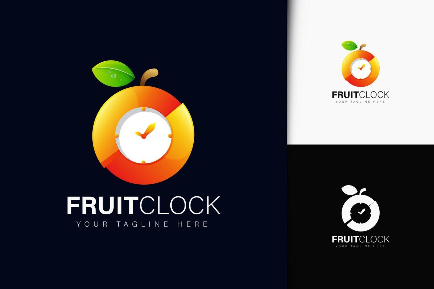 design del logo dell'orologio della frutta con gradiente vettore