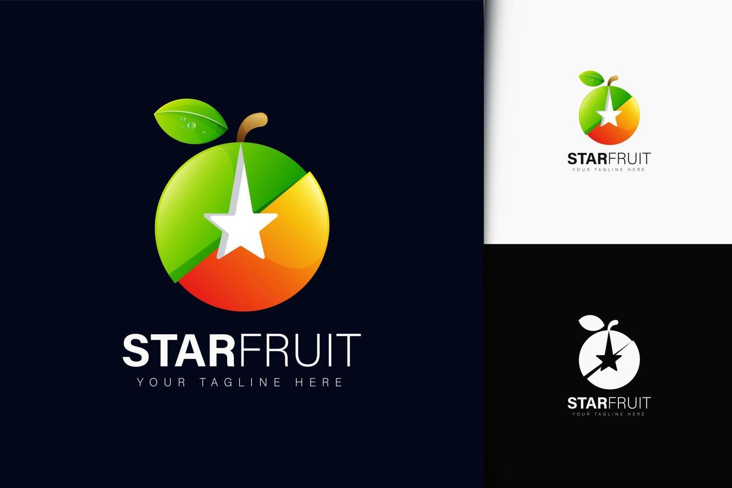 design del logo star fruit con gradiente vettore