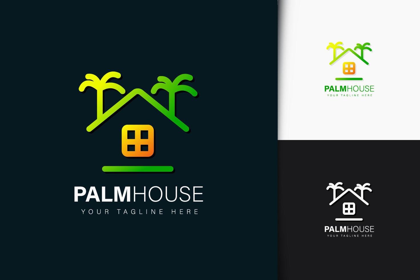 design del logo della casa delle palme con gradiente vettore