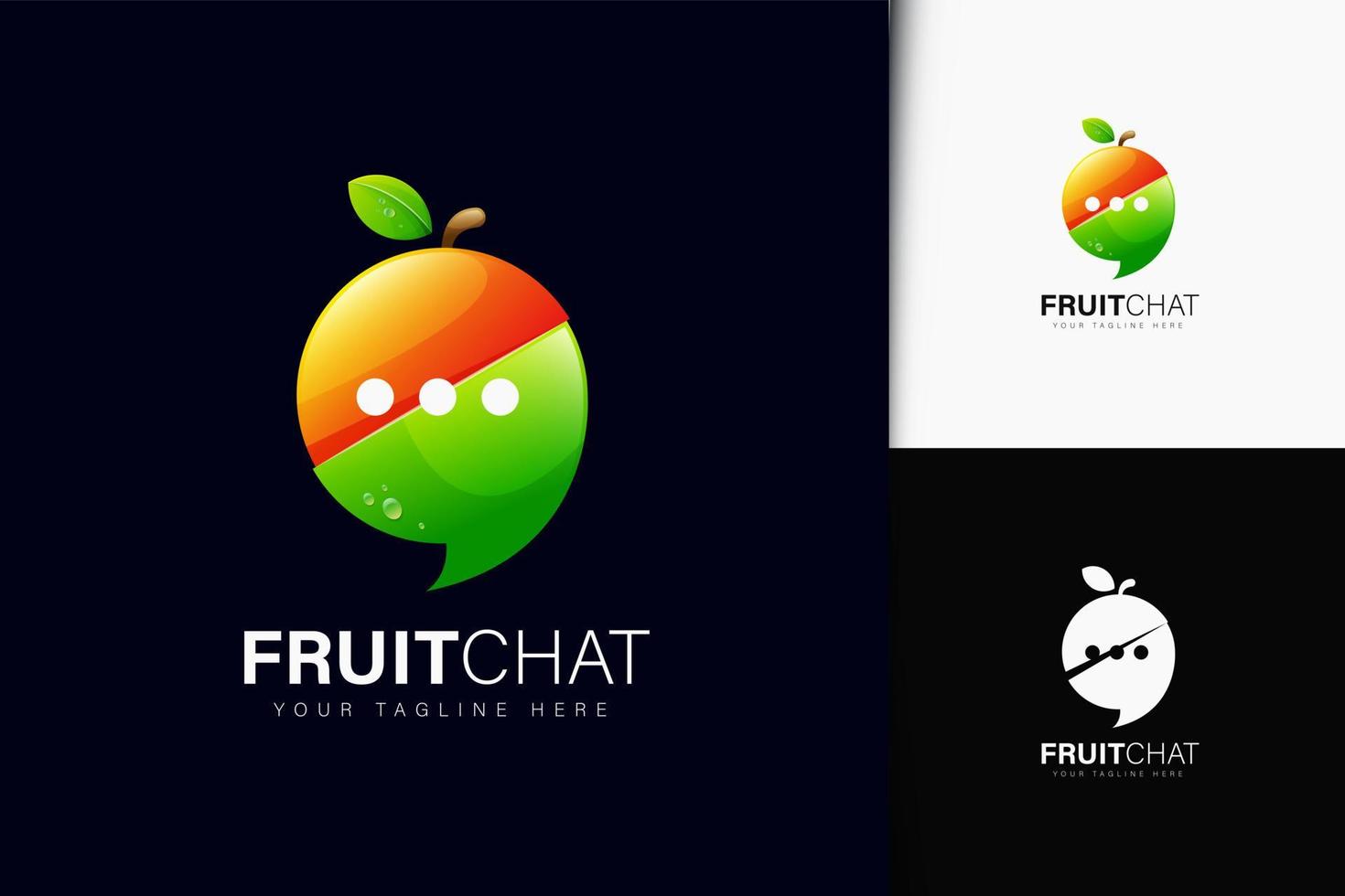 design del logo della chat di frutta con gradiente vettore