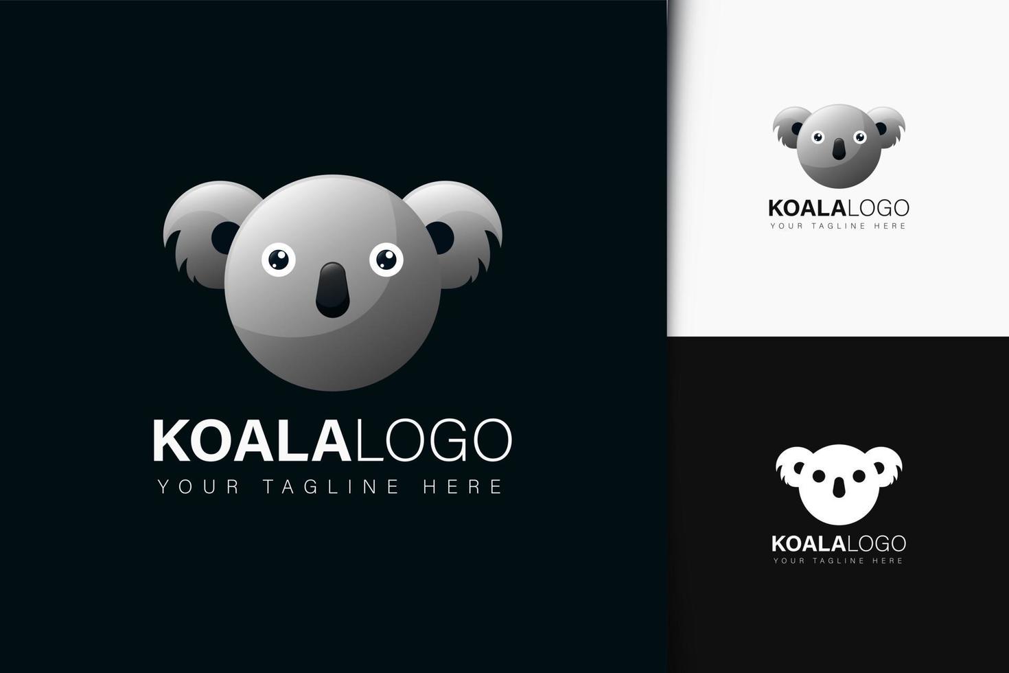 design del logo koala con gradiente vettore