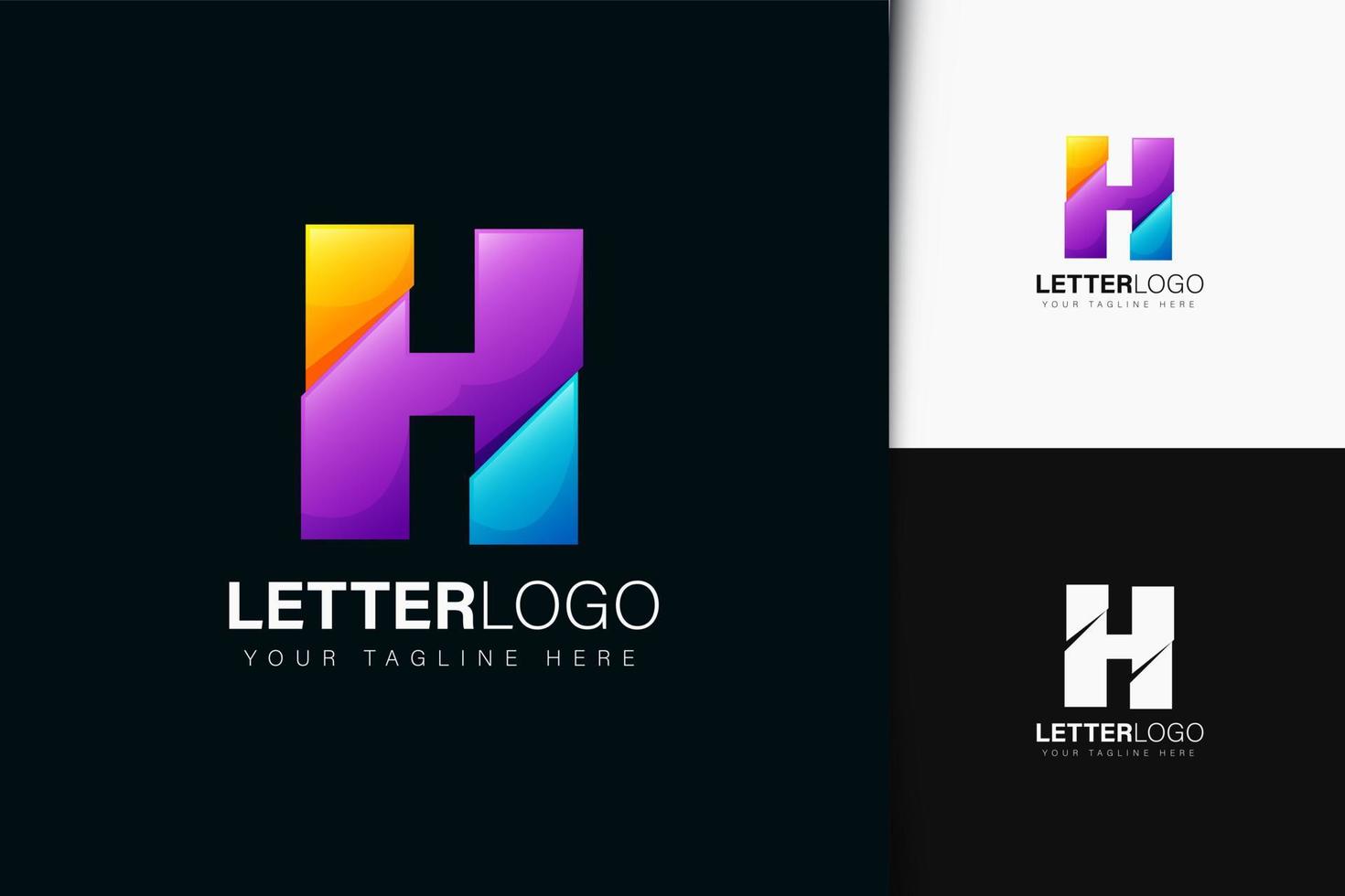 lettera h logo design con gradiente vettore