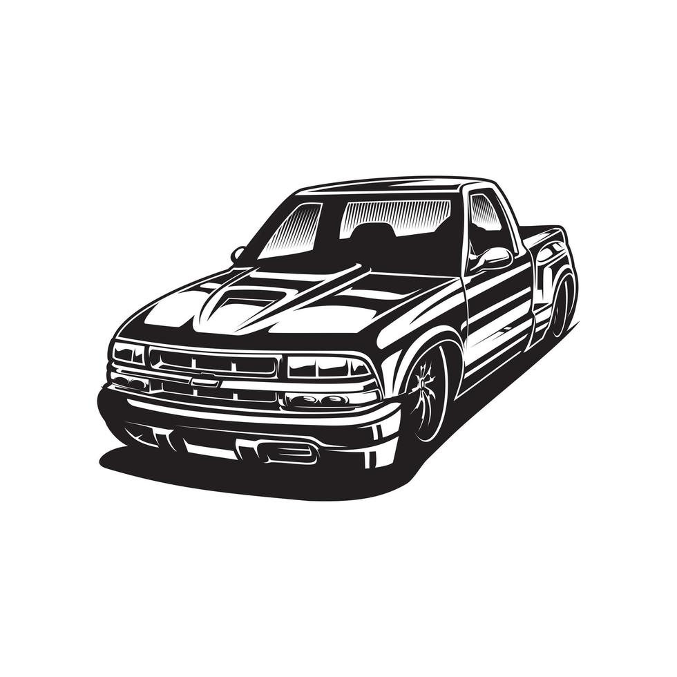 pickup truck silhouette pickup truck in bianco e nero vettore