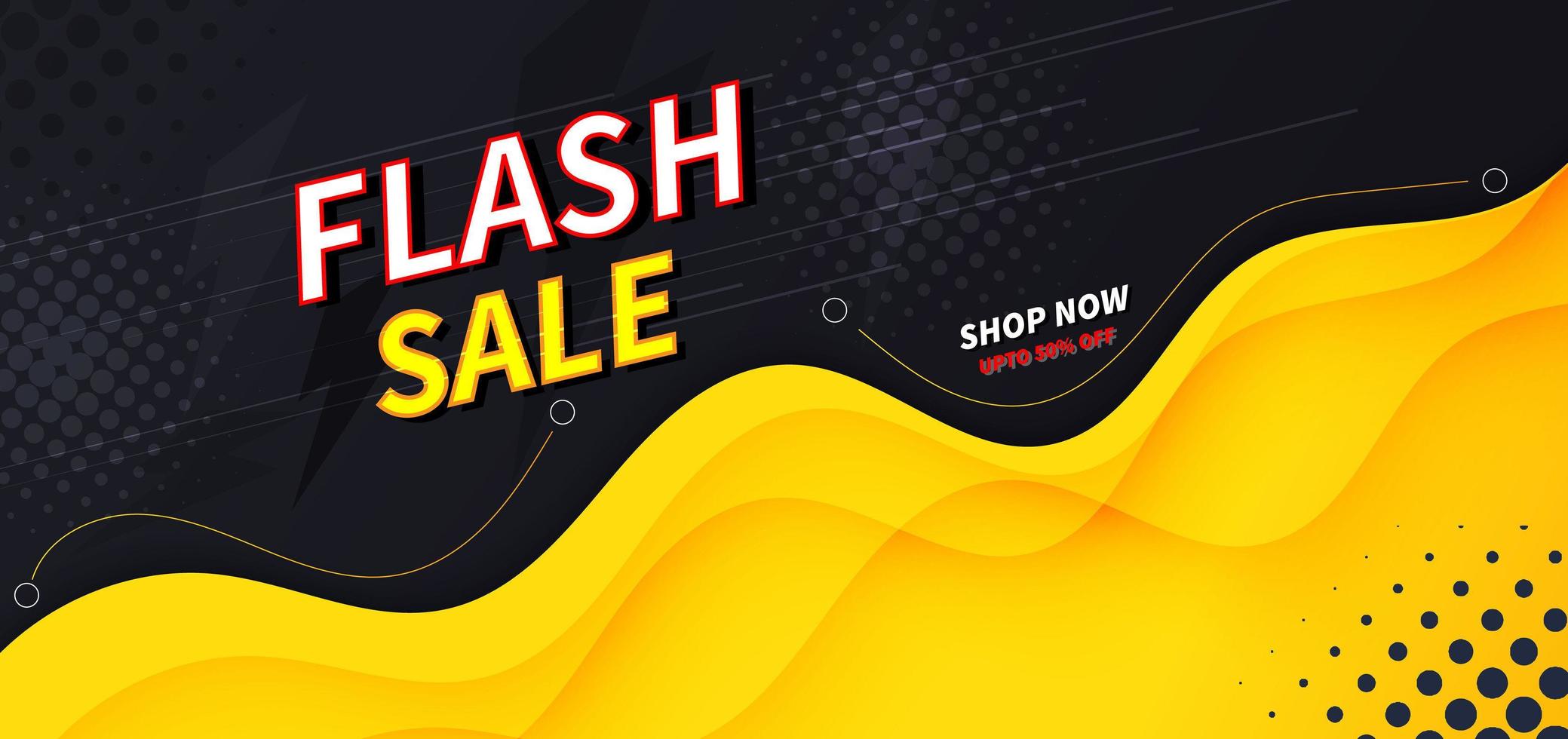 modello di progettazione banner vendita flash offerta shopping su sfondo blu scuro. vettore
