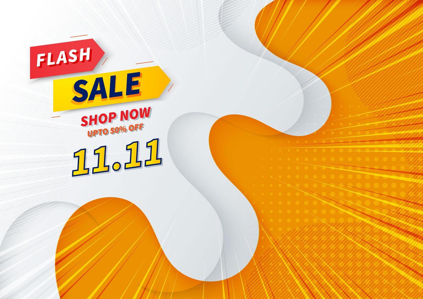 banner di liquidazione offerta speciale vendita flash con tuono. 11.11 mega shopping. vettore