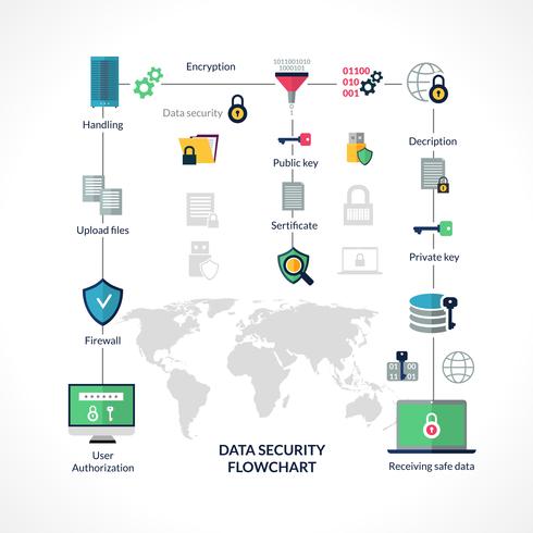 Diagramma di flusso della sicurezza dei dati vettore