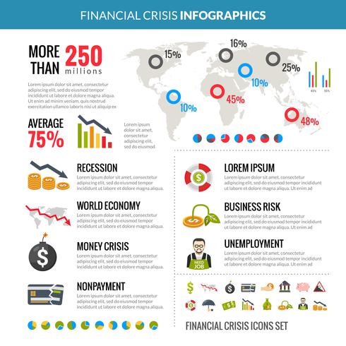 Layout di infografica statistica di recessione crisi finanziaria vettore