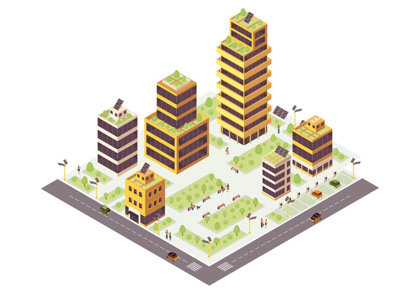 illustrazione vettoriale di colore isometrica eco città