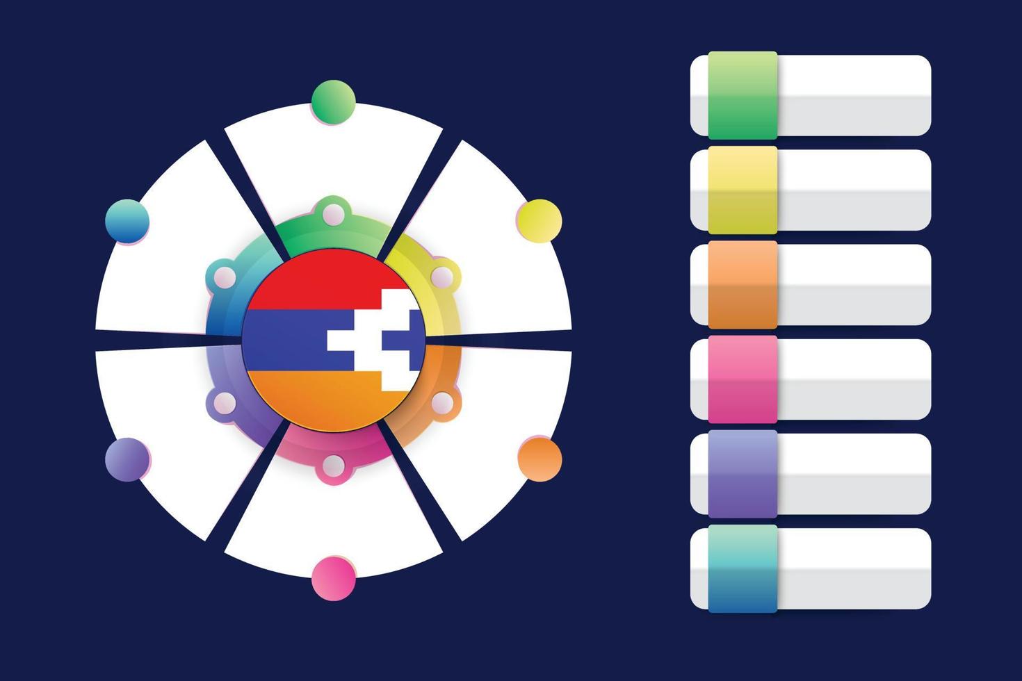 bandiera del nagorno karabakh con design infografico incorporato con forma rotonda divisa vettore