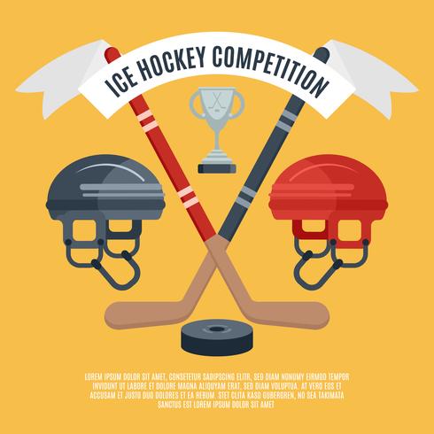 Poster piatto di gara di hockey su ghiaccio vettore