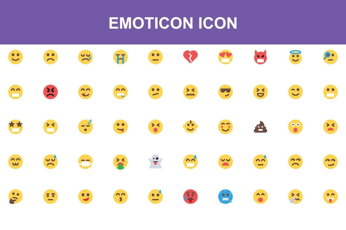 set di icone simbolo di emoticon app vettore