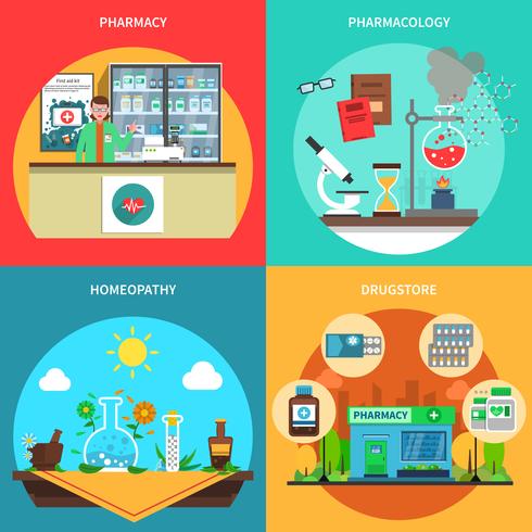 Set di concetto di farmacia vettore