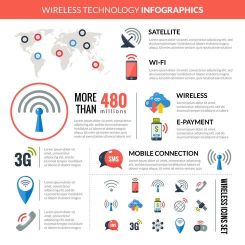 Banner di connessione wireless Infographic Layout Technology vettore