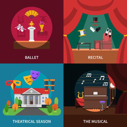 Set di icone di concetto di teatro vettore