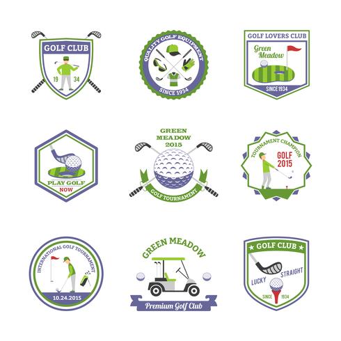 Set di emblemi di golf vettore