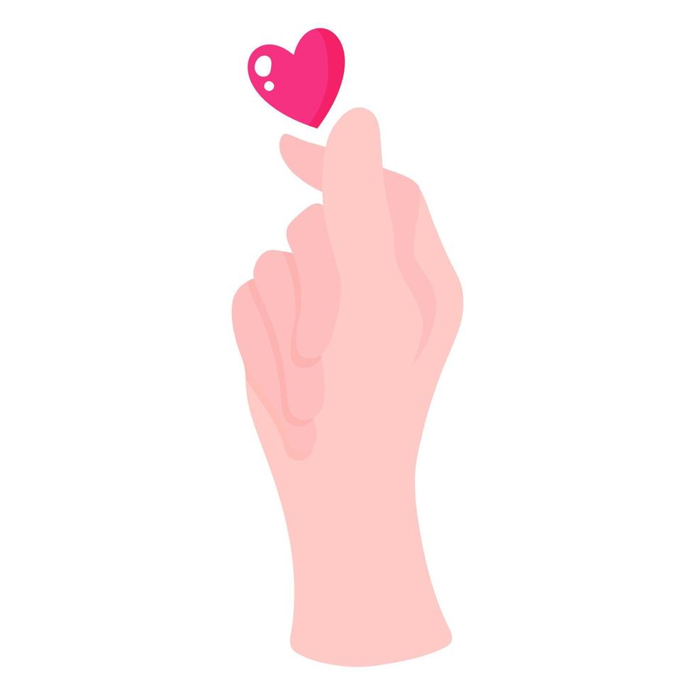 la mano tiene il cuore rosa. concetto di matrimonio e San Valentino. vettore