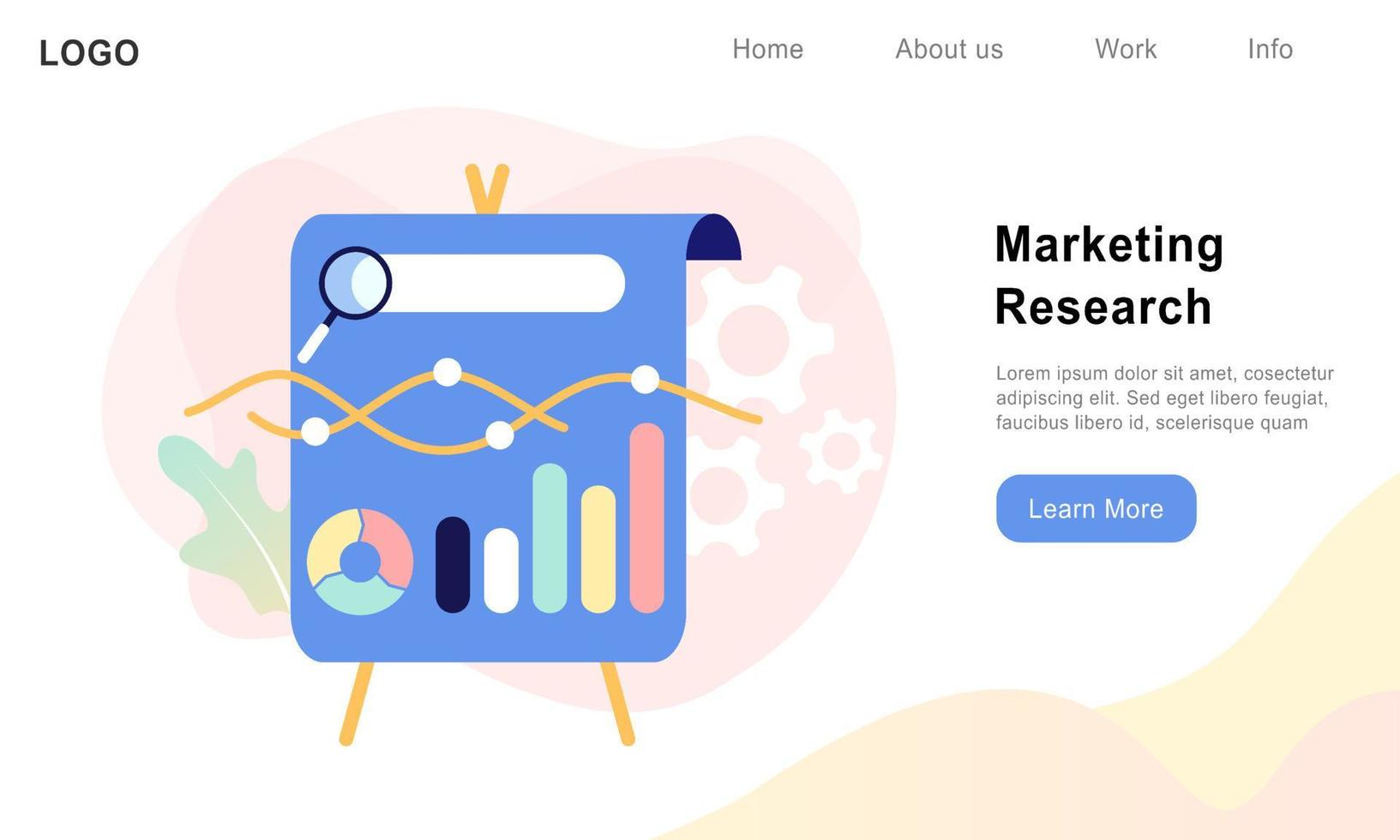 illustrazione vettoriale piatta di ricerche di mercato, analisi dei dati, strategia di marketing, analisi aziendale, analisi statistiche di mercato, ricerca aziendale, seo. design infografico per modello web e app.