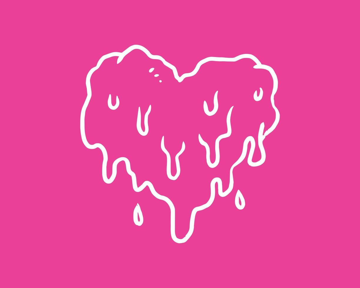 un'illustrazione di un cuore sciolto. un'illustrazione del cuore su sfondo rosa. illustrazione vettoriale di un'icona emotiva.