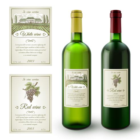 Set di etichette di vino vettore