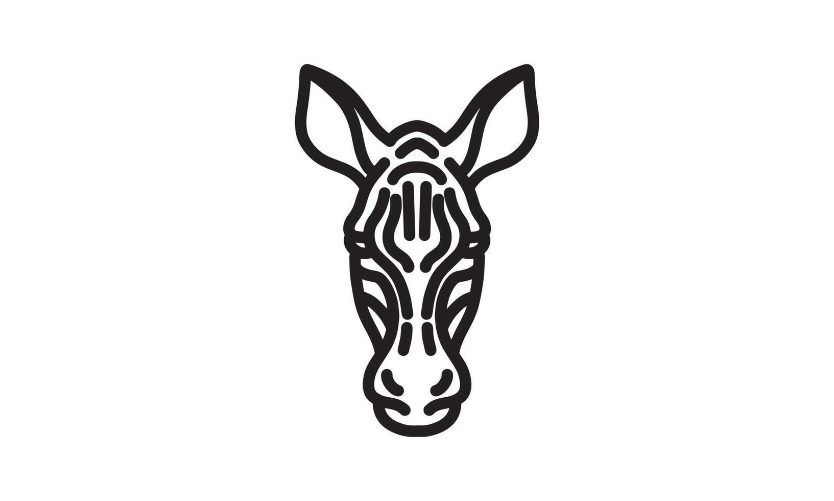 linea vettoriale zebra, icona animale, grafica vettoriale, testa di animale, illustrazione animale, icone della natura, icona per il logo desain