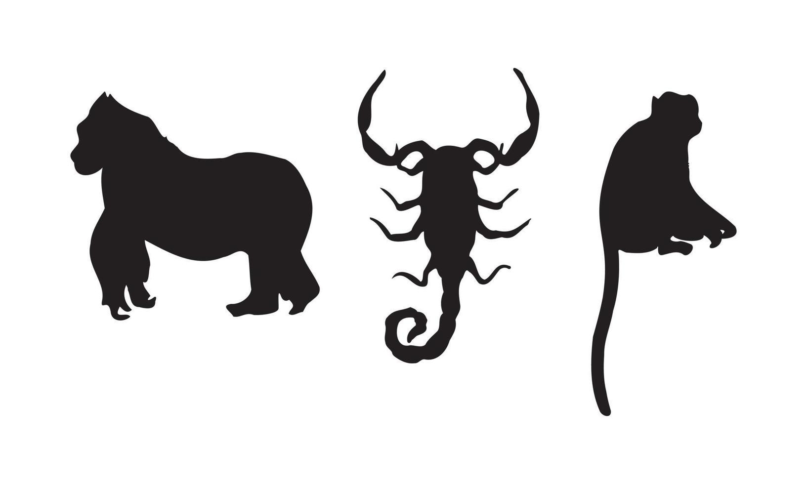 l'oggetto astratto negli stili scandinavi contemporanei. silhouette inchiostro illustrazioni vettoriali di animali