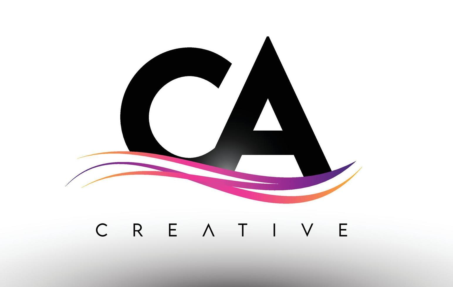 icona del design della lettera logo ca. lettere ca con linee colorate creative swoosh vettore