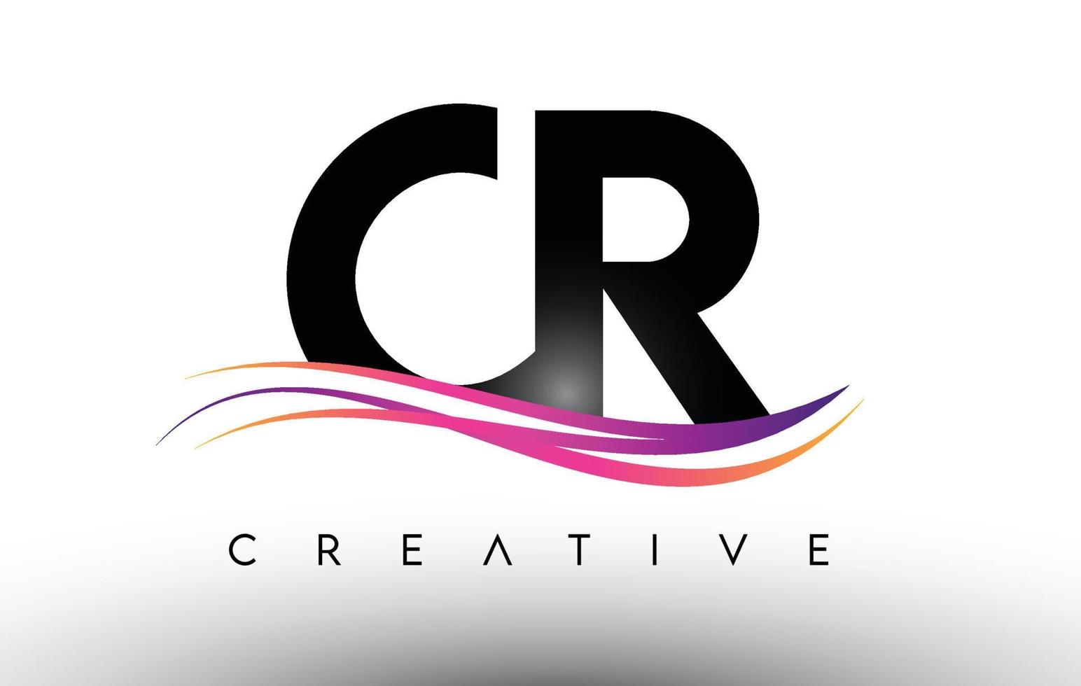 cr logo lettera icona del design. lettere cr con linee colorate creative swoosh vettore