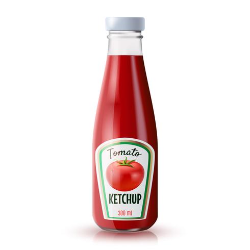 Bottiglia realistica di ketchup vettore