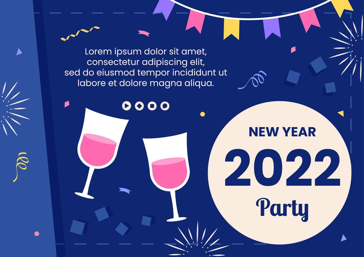 felice anno nuovo 2022 modello di brochure design piatto illustrazione modificabile di sfondo quadrato adatto per social media, feed, carta, saluti e annunci web internet vettore