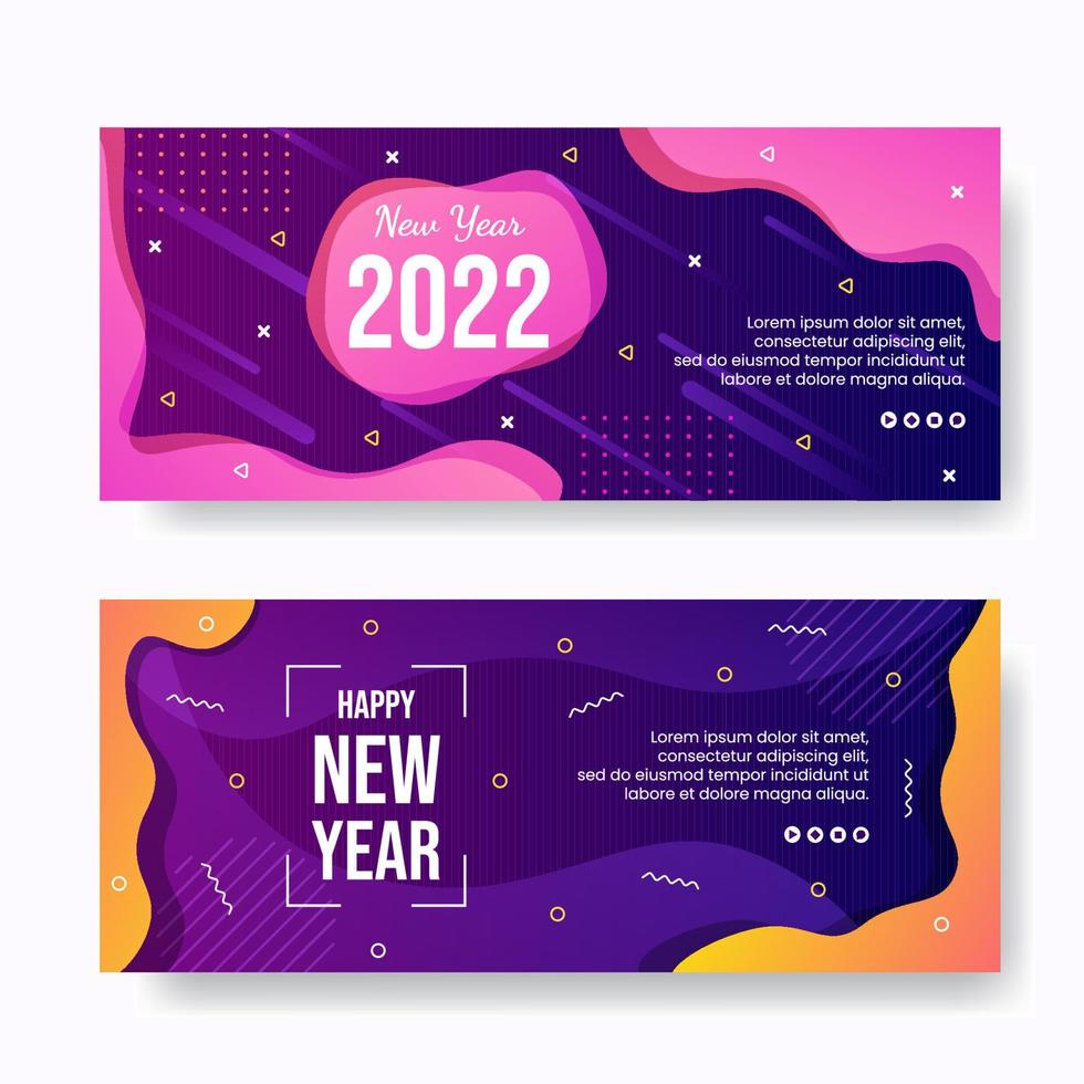 felice anno nuovo 2022 modello di banner design piatto illustrazione modificabile di sfondo quadrato adatto per social media, feed, carta, saluti e annunci web internet vettore