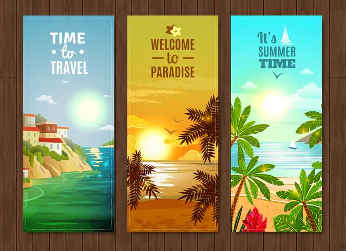 Set di banner di vacanza mare agenzia di viaggi vettore