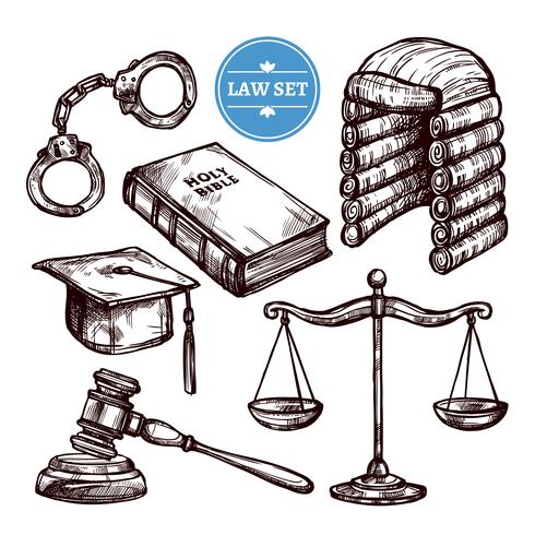 Set di legge disegnata a mano vettore