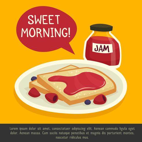Concetto di design di prima colazione con Sweet Morning Note vettore