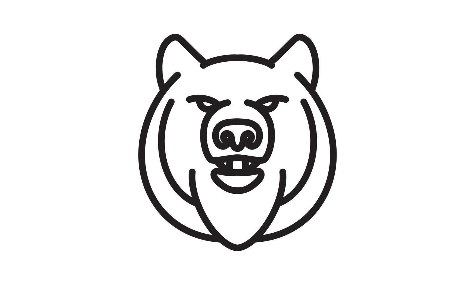 icona della linea vettoriale dell'orso, arte della linea vettoriale della testa di animale, illustrazione animale isolata per il logo desain