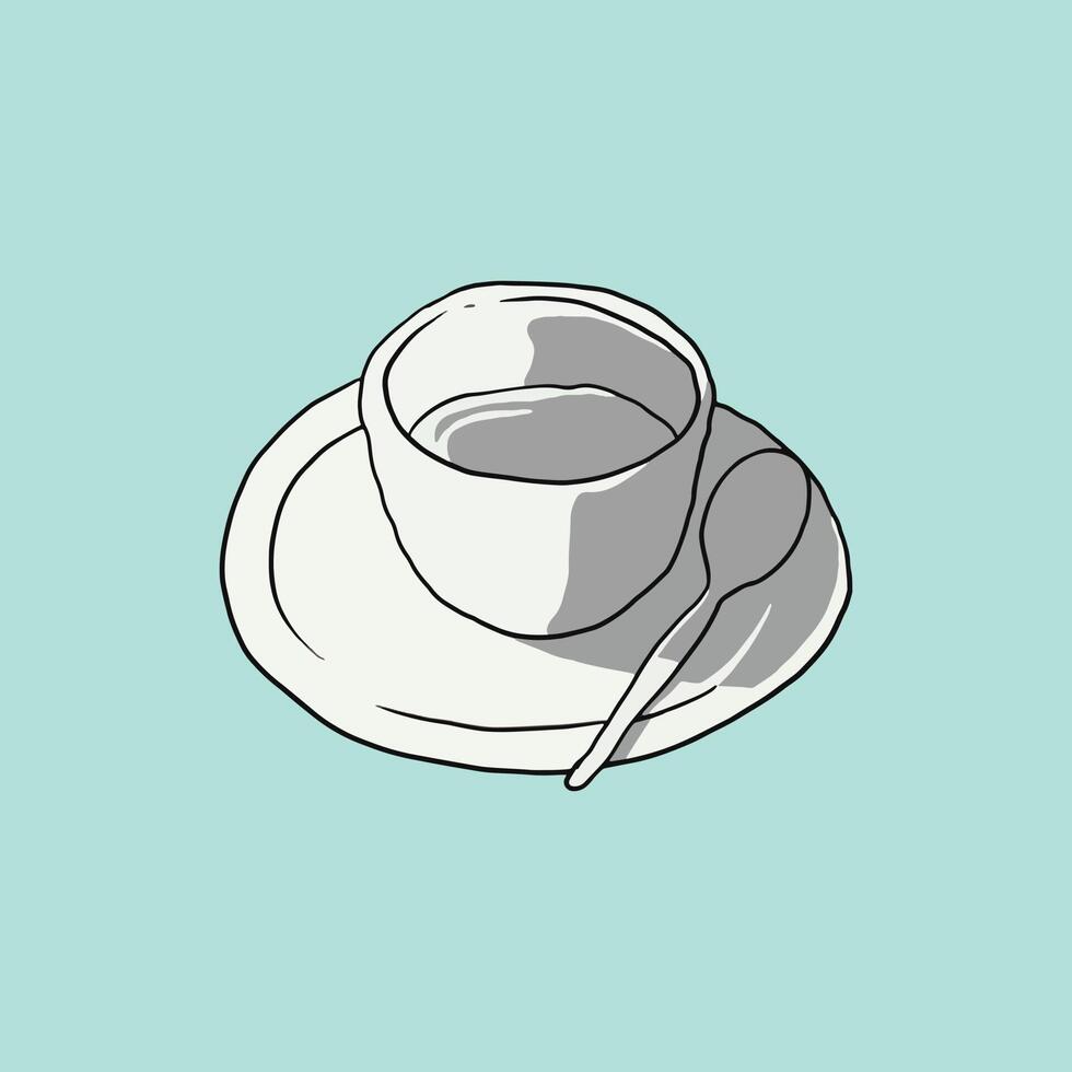 scarabocchio colorato illustrazione di una tazza di caffè. una tazza vuota per caffè o tè in un vettore disegnato a mano. grafica d'arte creativa per elementi decorativi.