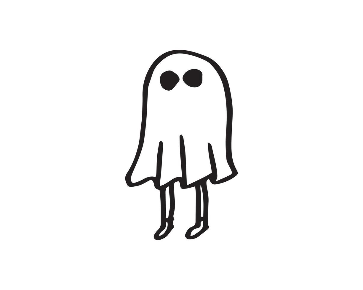 un fantasma con occhi acuti in illustrazione vettoriale per grafica creativa disegnata a mano. semplice illustrazione in un tema di halloween.