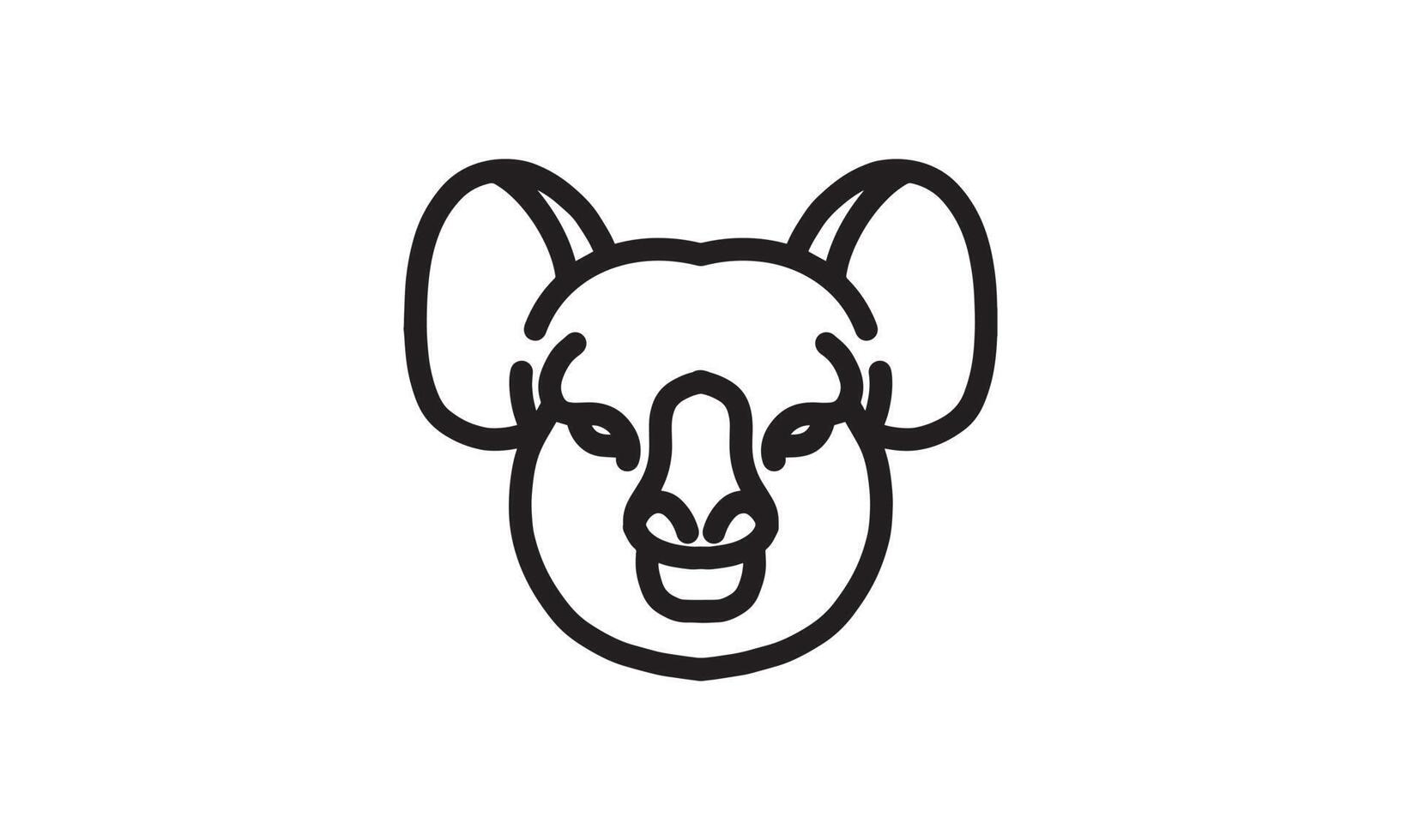 icona della linea vettoriale koala, arte della linea vettoriale della testa di animale, illustrazione animale isolata per il logo desain