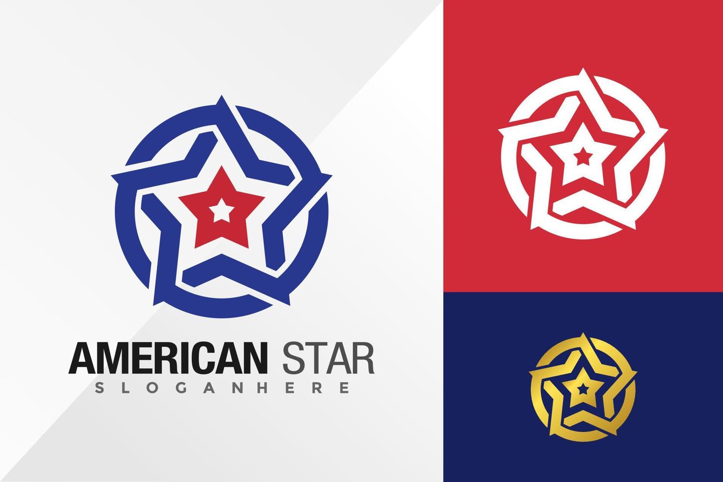 modello di illustrazione vettoriale di design del logo della stella americana