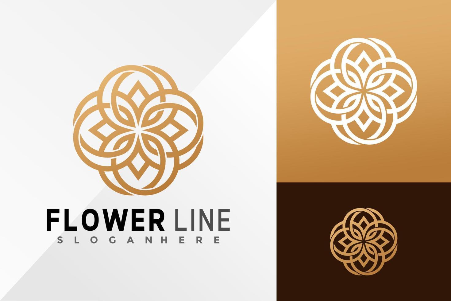modello di illustrazione vettoriale di design geometrico del logo della linea di fiori