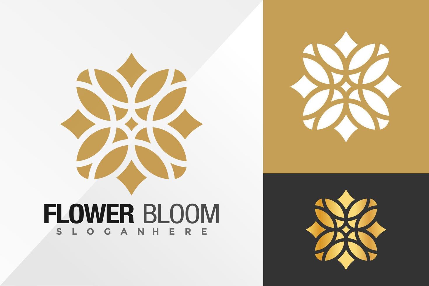 modello di illustrazione vettoriale di design del logo della fioritura del fiore di lusso