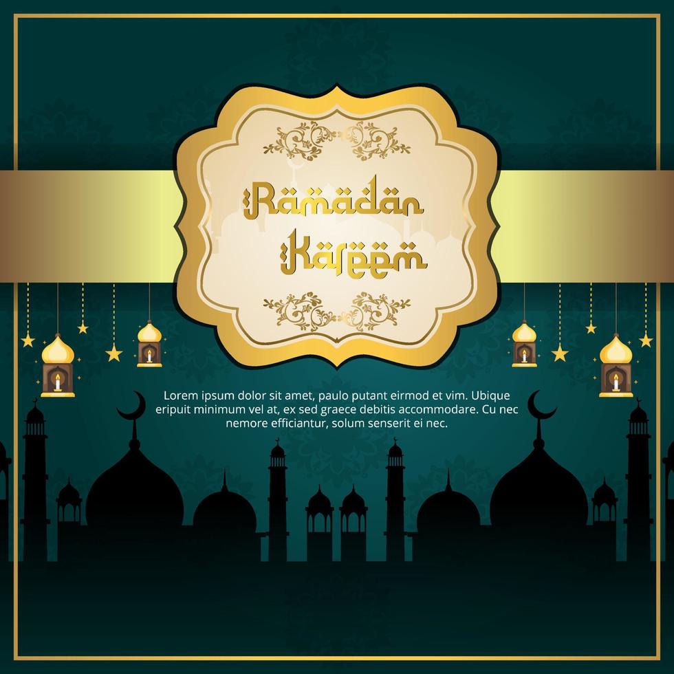ramadan kareem sfondo lusso oro esclusivo modello di progettazione della carta di invito premium vettore