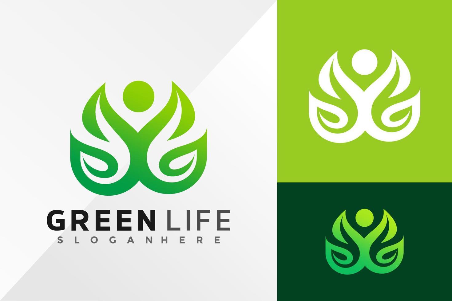 modello di illustrazione vettoriale di progettazione di logo di vita verde