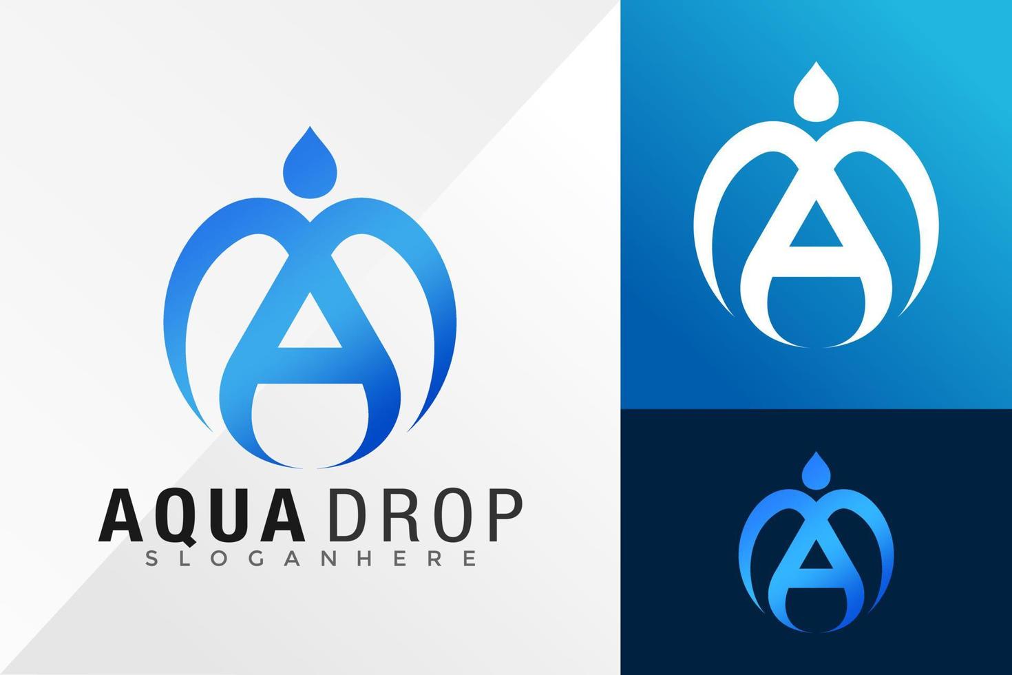 lettera a aqua drop logo design illustrazione vettoriale modello