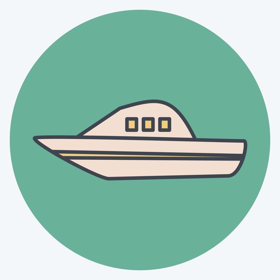 icona barca - stile compagno di colore - illustrazione semplice, tratto modificabile vettore