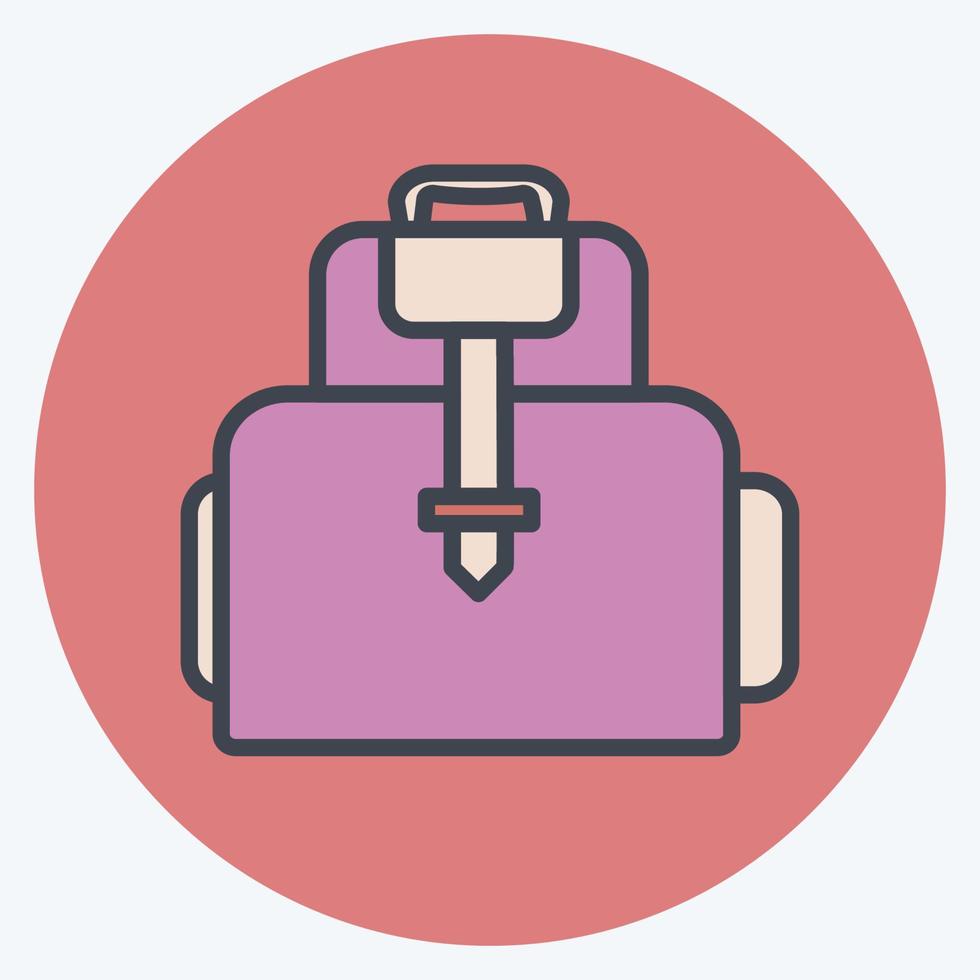 icon bag pack - color mate style - illustrazione semplice, tratto modificabile vettore