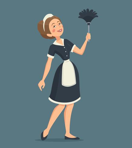 Illustrazione sorridente della donna di pulizia vettore