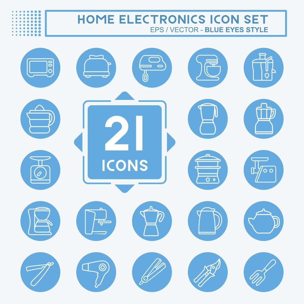 set di icone per la casa - stile occhi azzurri - illustrazione semplice, tratto modificabile vettore
