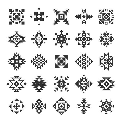 Set di elementi geometrici etnici vettore