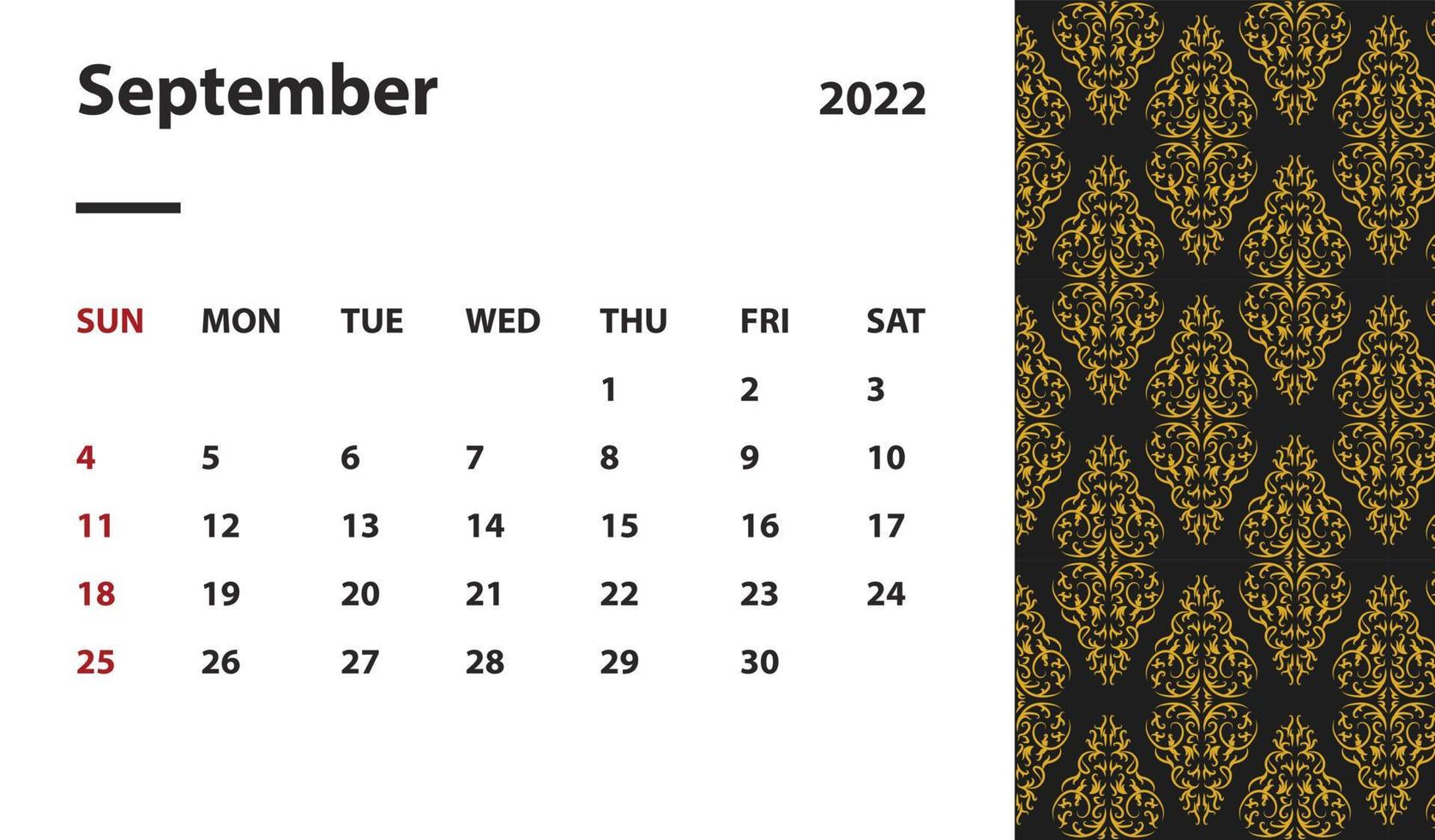 sfondo carta parati layout calendario ufficio tempo diario 2022 capodanno modello icona logo modello giorno mese stile diario piatto design elemento nero vintage affari stagione numero data domenica elemento bianco vettore